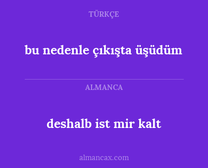 deshalb ist mir kalt - bu nedenle çıkışta üşüdüm