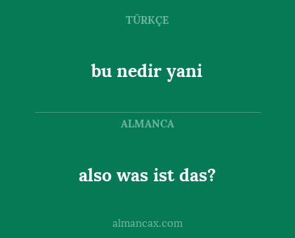 bu nedir yani - also was ist das?