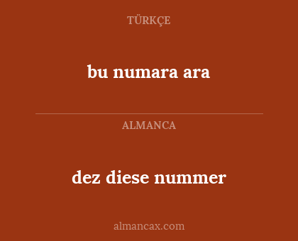dez diese nummer - bu numara ara