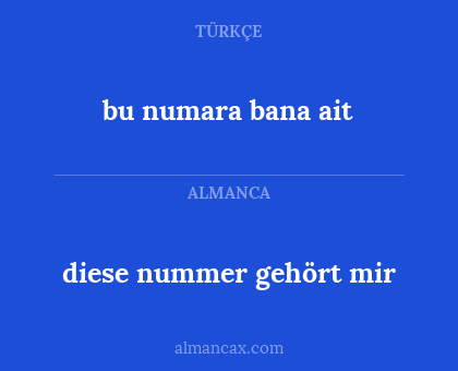 bu numara bana ait - diese nummer gehört mir