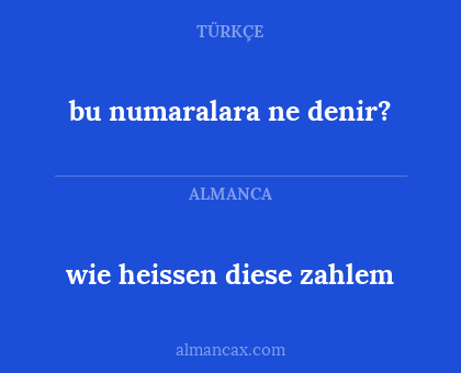 bu numaralara ne denir? - wie heissen diese zahlem