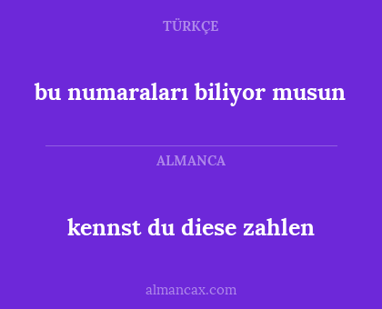 kennst du diese zahlen - bu numaraları biliyor musun