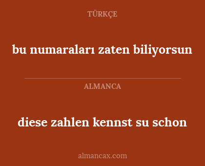 diese zahlen kennst su schon - bu numaraları zaten biliyorsun