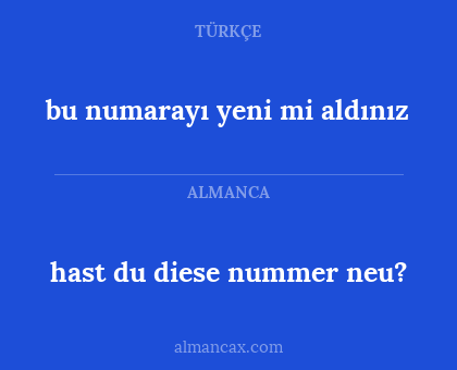 hast du diese nummer neu? - bu numarayı yeni mi aldınız