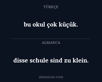 bu okul çok küçük. - disse schule sind zu klein.