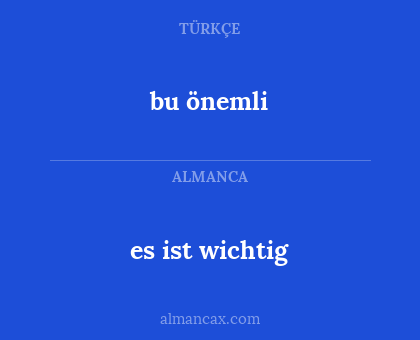 es ist wichtig - bu önemli