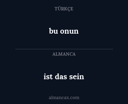 bu onun - ist das sein