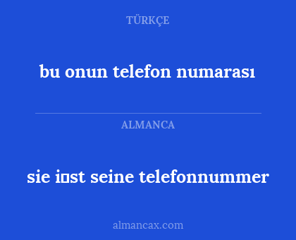 bu onun telefon numarası - sie i̇st seine telefonnummer