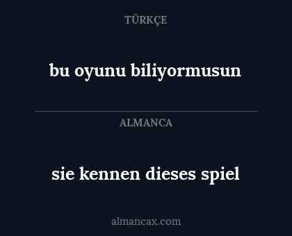 sie kennen dieses spiel - bu oyunu biliyormusun