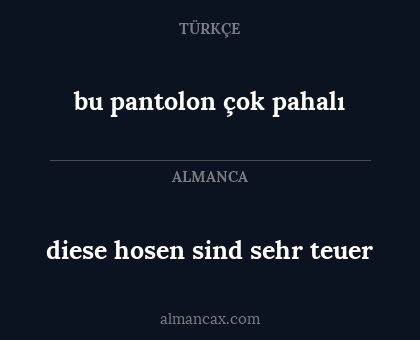 bu pantolon çok pahalı - diese hosen sind sehr teuer