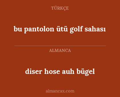 bu pantolon ütü golf sahası - diser hose auh bügel