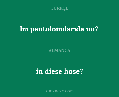 bu pantolonularıda mı? - in diese hose?