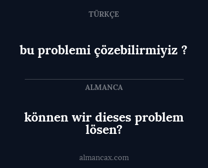 bu problemi çözebilirmiyiz ? - können wir dieses problem lösen?
