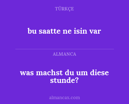 was machst du um diese stunde? - bu saatte ne isin var