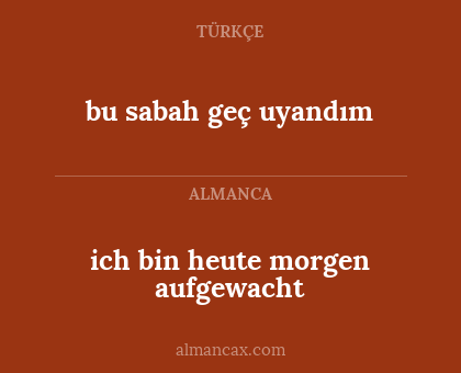 ich bin heute morgen aufgewacht - bu sabah geç uyandım