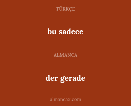 bu sadece - der gerade