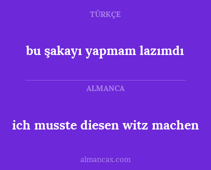 bu şakayı yapmam lazımdı - ich musste diesen witz machen