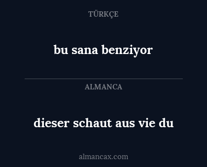 bu sana benziyor - dieser schaut aus vie du