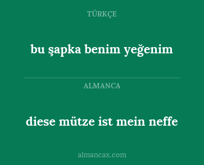 bu şapka benim yeğenim - diese mütze ist mein neffe