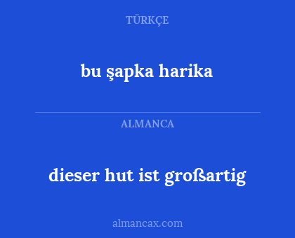 bu şapka harika - dieser hut ist großartig