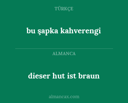bu şapka kahverengi - dieser hut ist braun