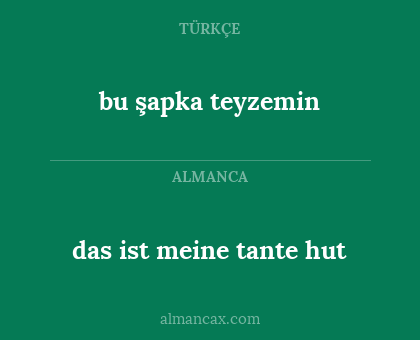 bu şapka teyzemin - das ist meine tante hut