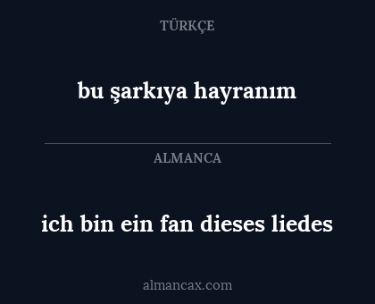 bu şarkıya hayranım - ich bin ein fan dieses liedes