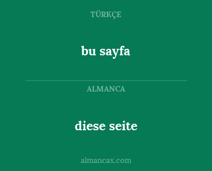 diese seite - bu sayfa