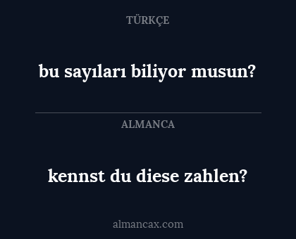 kennst du diese zahlen? - bu sayıları biliyor musun?