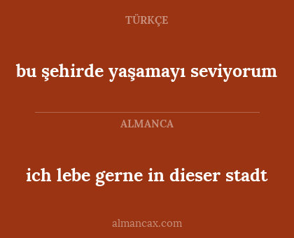 bu şehirde yaşamayı seviyorum - ich lebe gerne in dieser stadt