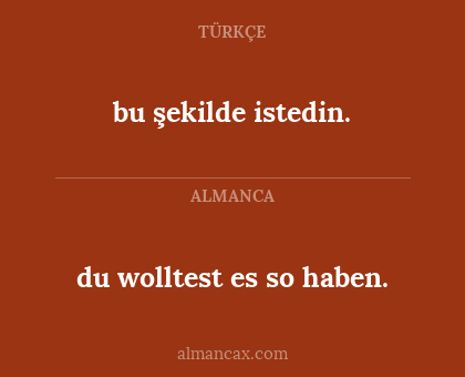 bu şekilde istedin. - du wolltest es so haben.