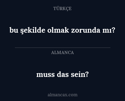 bu şekilde olmak zorunda mı? - muss das sein?