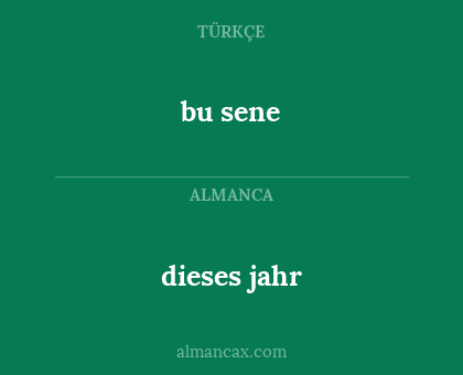 bu sene - dieses jahr