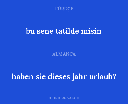 bu sene tatilde misin - haben sie dieses jahr urlaub?