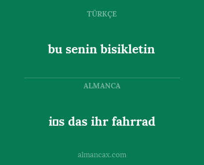 bu senin bisikletin - i̇s das ihr fahrrad