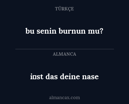 i̇st das deine nase - bu senin burnun mu?