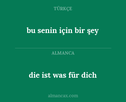die ist was für dich - bu senin için bir şey