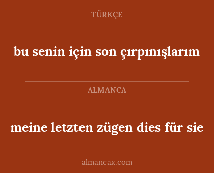 bu senin için son çırpınışlarım - meine letzten zügen dies für sie