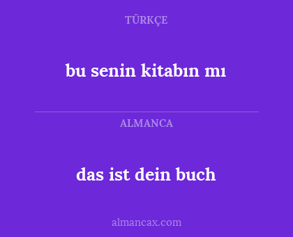 bu senin kitabın mı - das ist dein buch