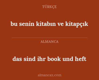 bu senin kitabın ve kitapçık - das sind ihr book und heft