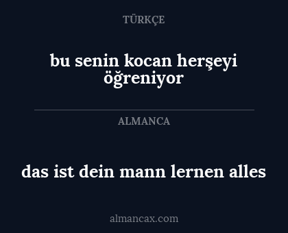 das ist dein mann lernen alles - bu senin kocan herşeyi öğreniyor
