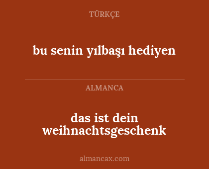 das ist dein weihnachtsgeschenk - bu senin yılbaşı hediyen