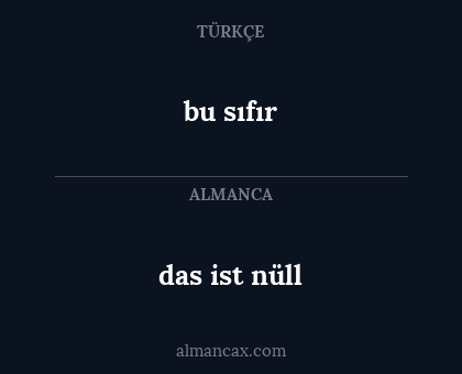 bu sıfır - das ist nüll
