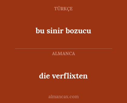 die verflixten - bu sinir bozucu