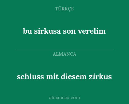 schluss mit diesem zirkus - bu sirkusa son verelim