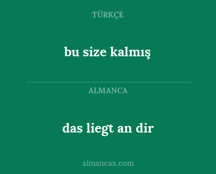 bu size kalmış - das liegt an dir