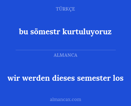 bu sömestr kurtuluyoruz - wir werden dieses semester los