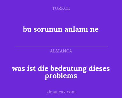bu sorunun anlamı ne - was ist die bedeutung dieses problems