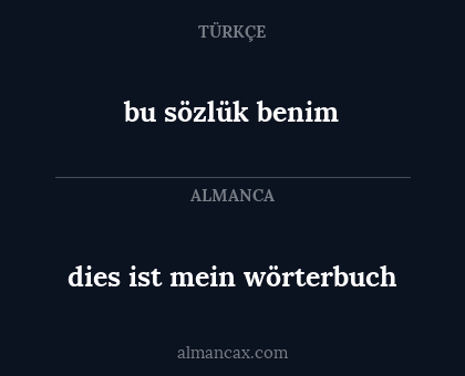 bu sözlük benim - dies ist mein wörterbuch