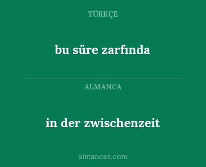 in der zwischenzeit - bu süre zarfında